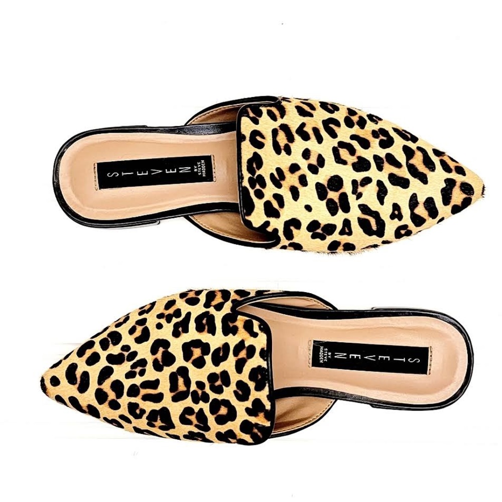 Steve Madden Velma Leopard Print Calf Hair Mules